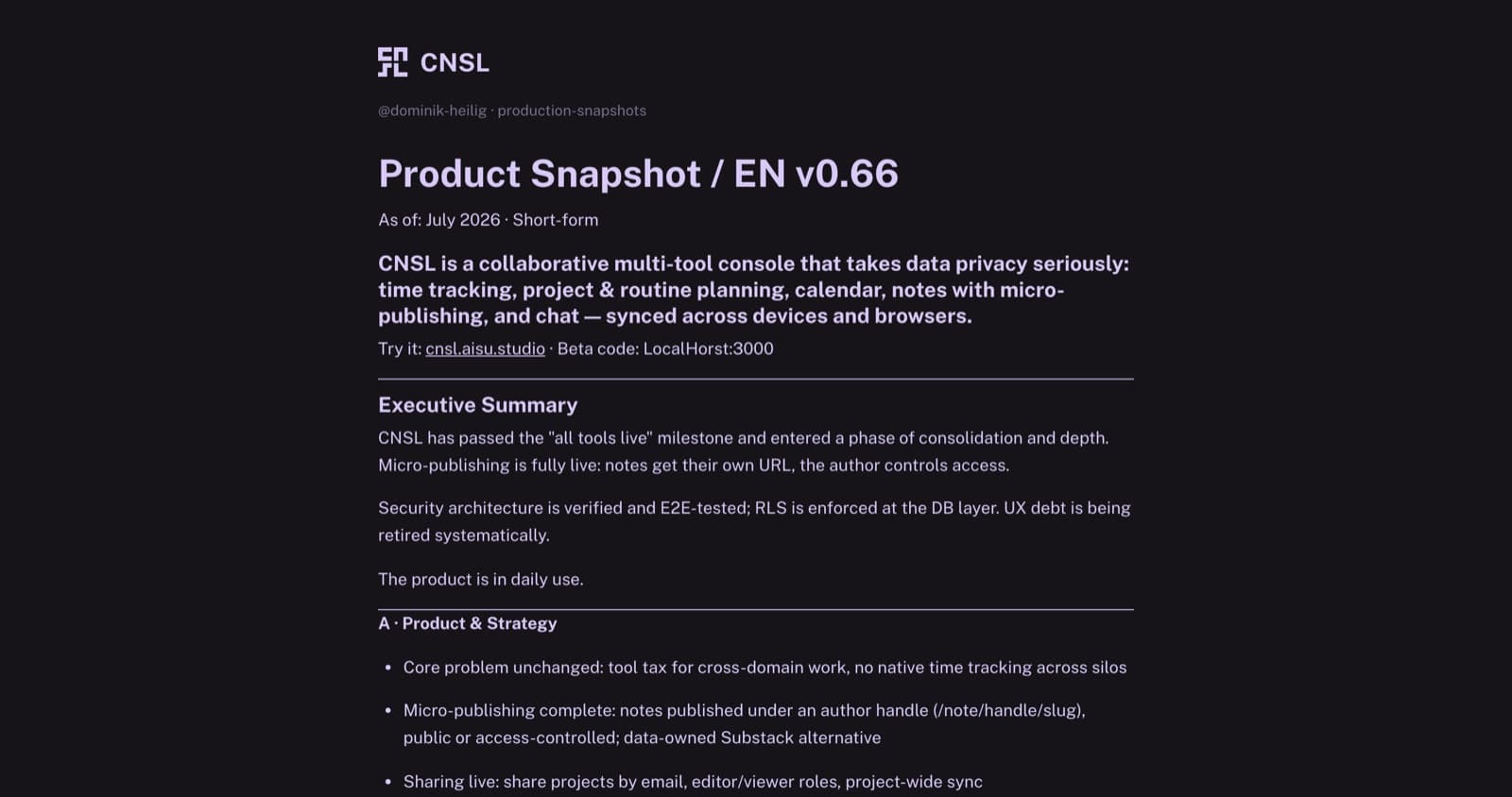 CNSL — Published note