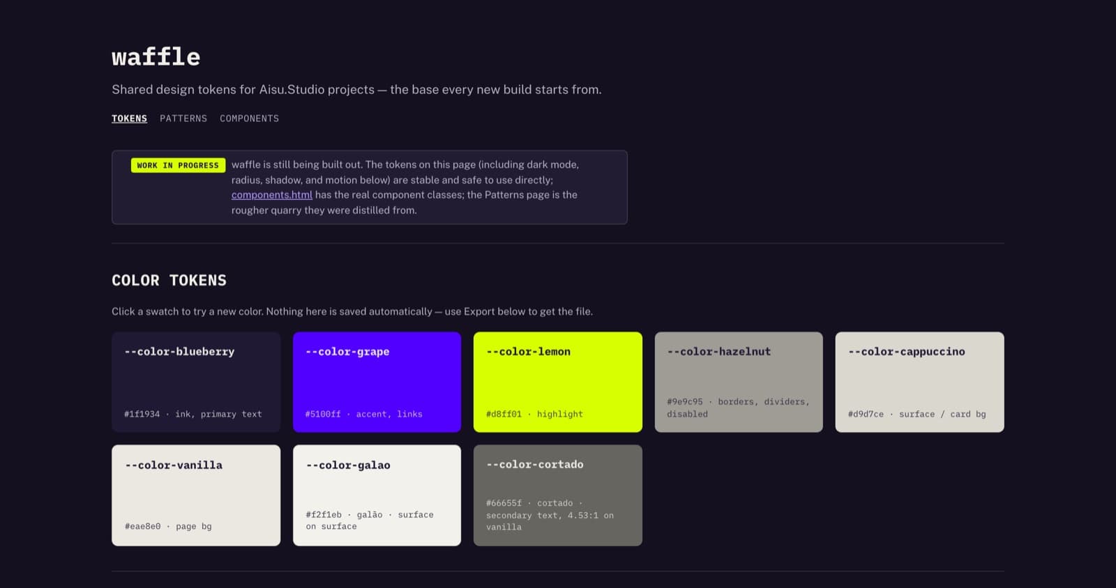 waffle — Tokens