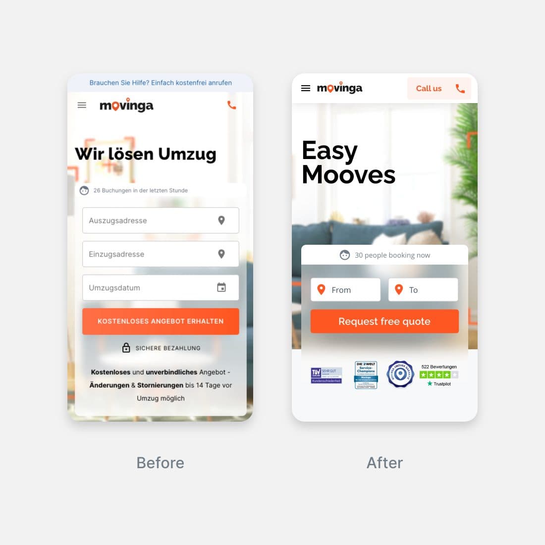 Movinga — Booking flow